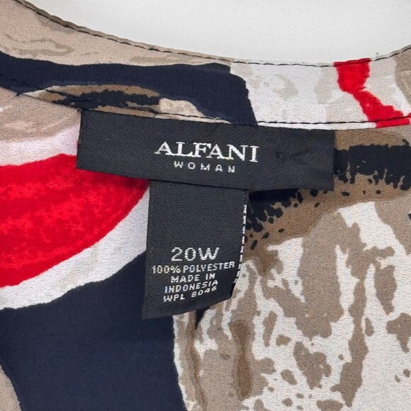 Alfani Woman Sleeveless Wrap Blouse top size 20W plus red Circle Print - Picture 2 of 10